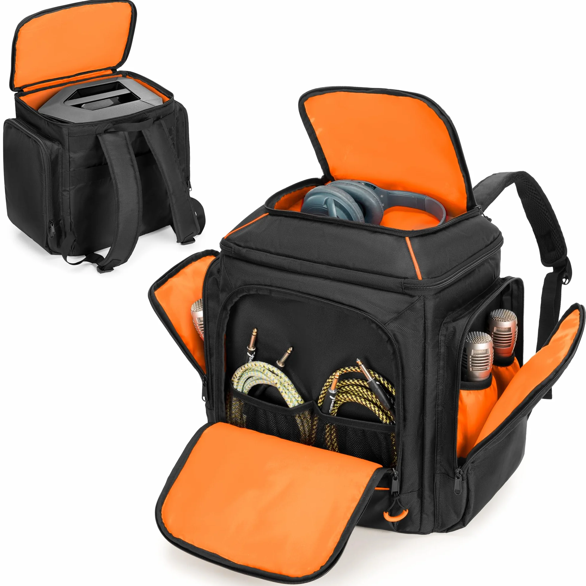 CURMIO Reisetragetasche Kompatibel mit Bose S1 Pro+, Bluetooth-Lautsprecher-Rucksack mit Schultergurten und Zubehörtaschen für Mikrofon, Ladegerät, Kabel, Schwarz