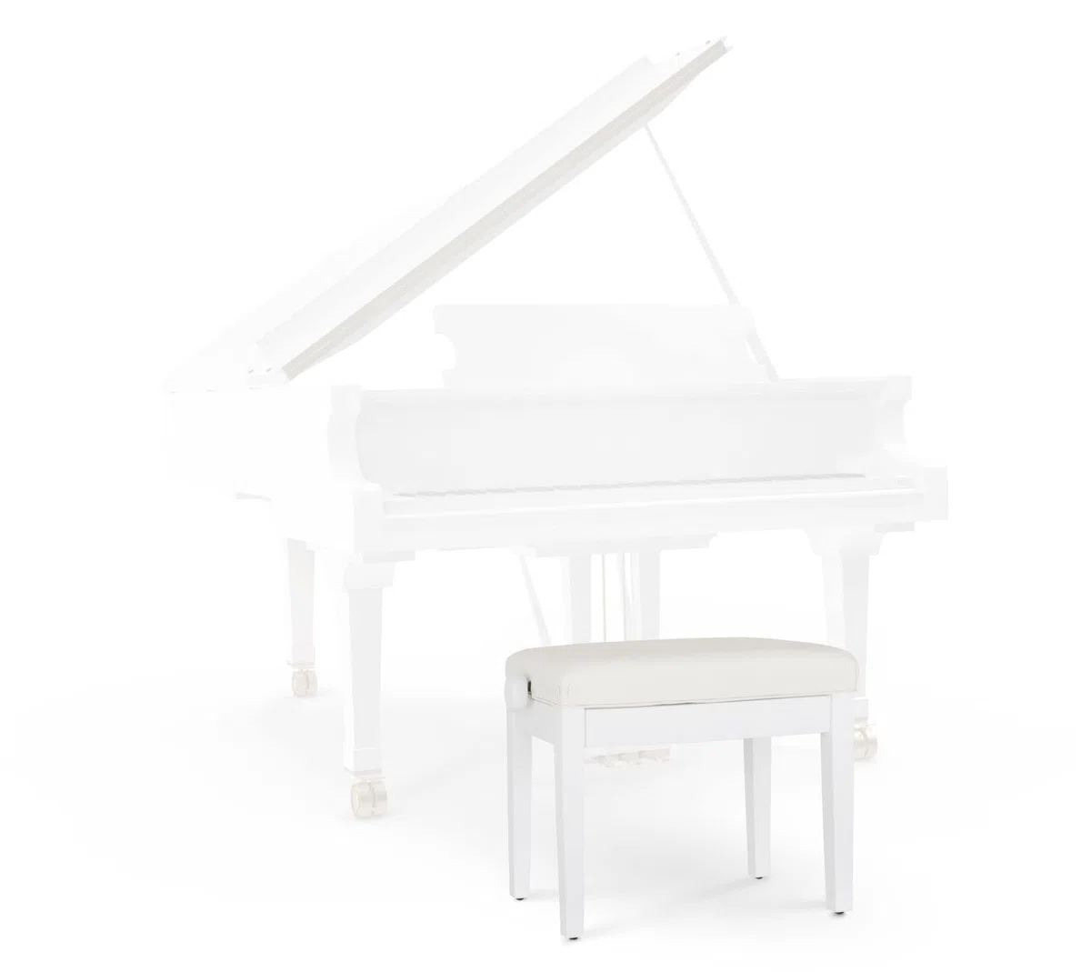 Classic Cantabile Pianobank Modell D - Hochwertige Pianobank - Weißes Polster aus Kunstleder mit Kapitonierung - Höhenverstellbar von 47,5-55,5 cm - 4-fache Kreuz-Mechanik - Weiß Matt