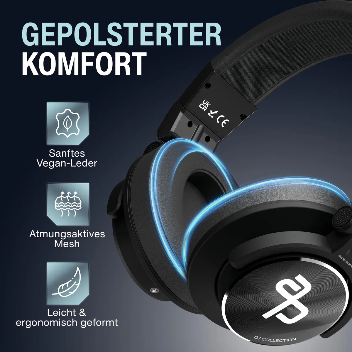 audio pirates John DJ | DJ-Kopfhörer für Club & Disco | sehr pegelfest & robust | Case | DJ-Sound, Nicht HiFi | 3J. Garantie | 3m Kabel & 3,5/6,3 mm Klinke-Adapter | PC-Kopfhörer | DJ-Kopfhörer (1)