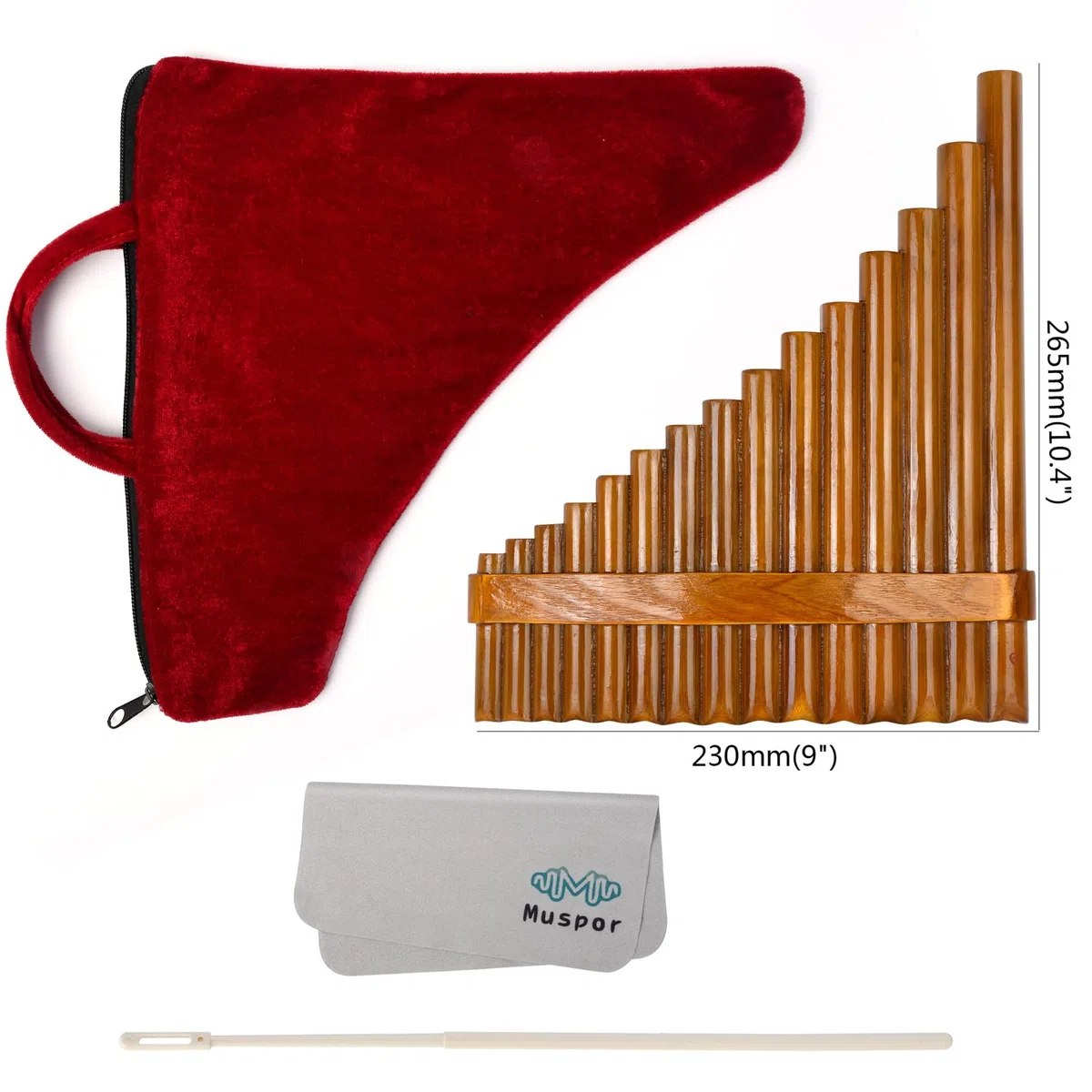 Panflöte Profi 15 Panflöte G Key Panflöte Bambus Dizi Flöte - Perfektes Instrument für Anfänger und Studenten (Rechtshänder)