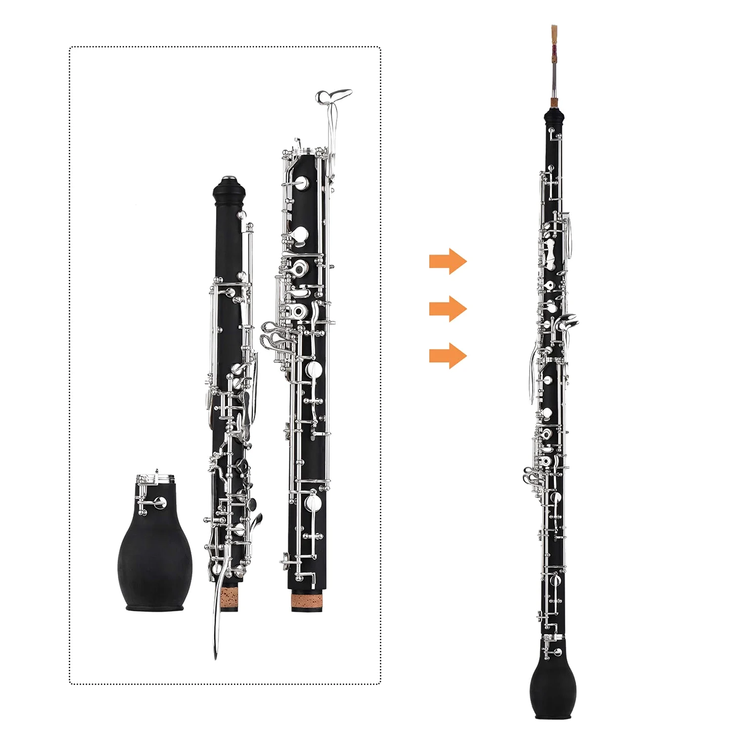 Englischhorn Alt-Oboe F-Tonart Kunstholz versilberte Tasten Holzblasinstrument mit Rohrblatt