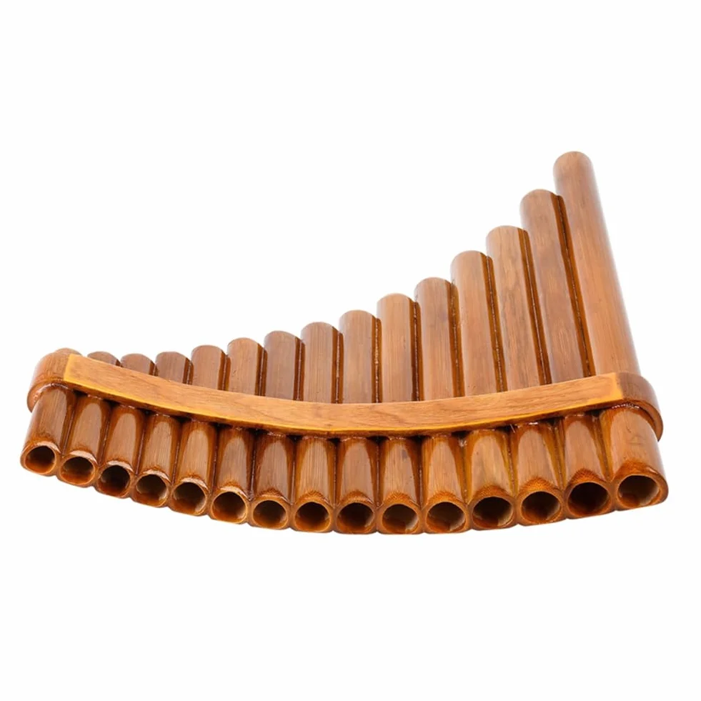 Natürliche Bambusflöte, Panflöten-Blasinstrument, Handgefertigte Panflöte, 15 Töne in G-Dur, Modell für Linkshänder, Einfache Installation, Einfach zu Bedienen