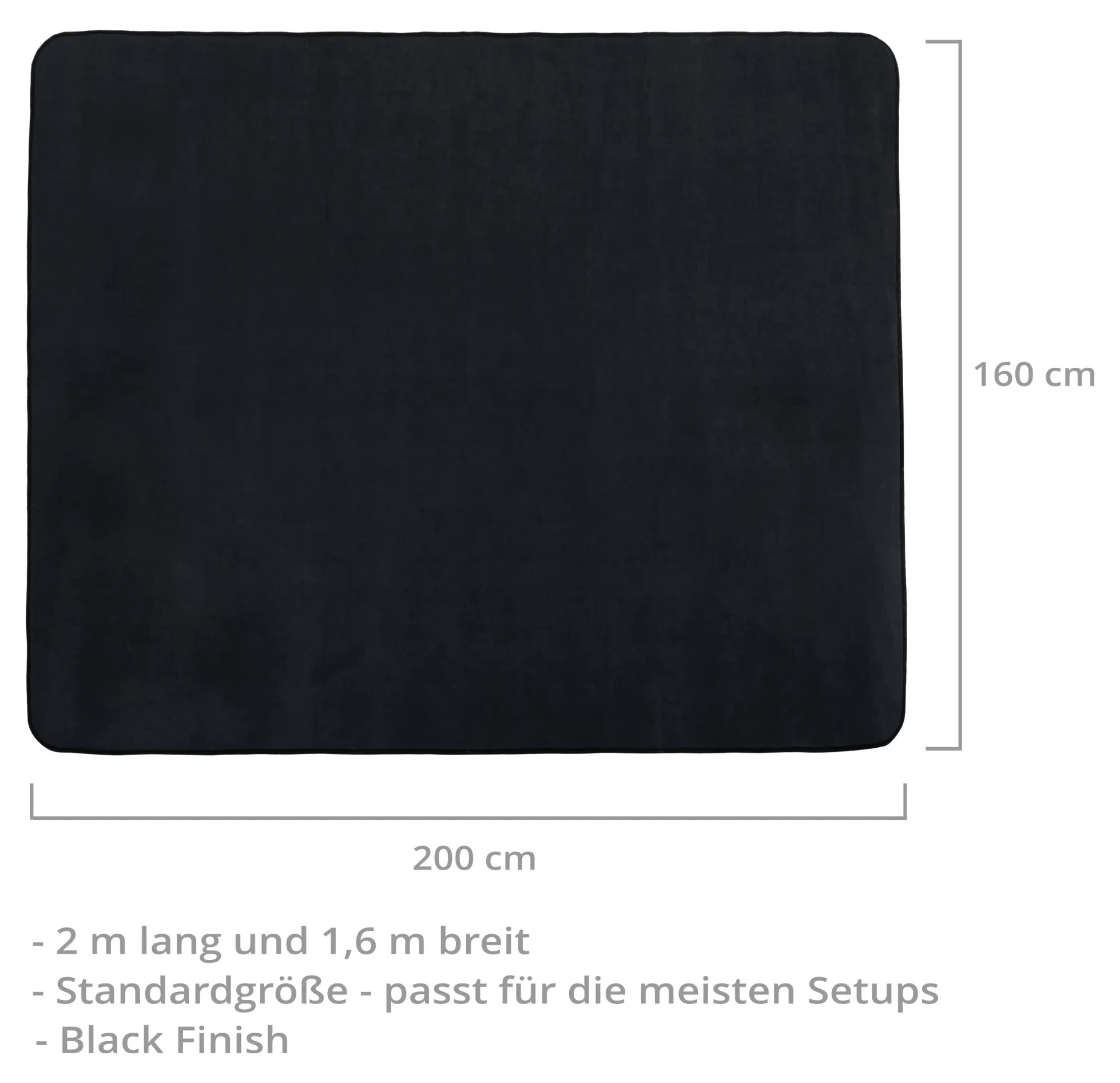 Stagecaptain DTB-1620 BK Drum Teppich Schwarz - Mittelgroßer Schlagzeugteppich - 160 x 200 cm - Dicht gewebte Oberfläche - rutschfeste Unterseite - Mit Klettband - Transporttasche - Schwarz