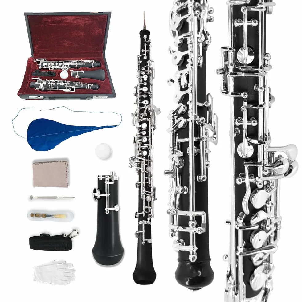 Yinfente Professioneller Oboe C-Schlüssel links F Resonanz halbautomatisch Ebenholz Palisander Oboe Koffer