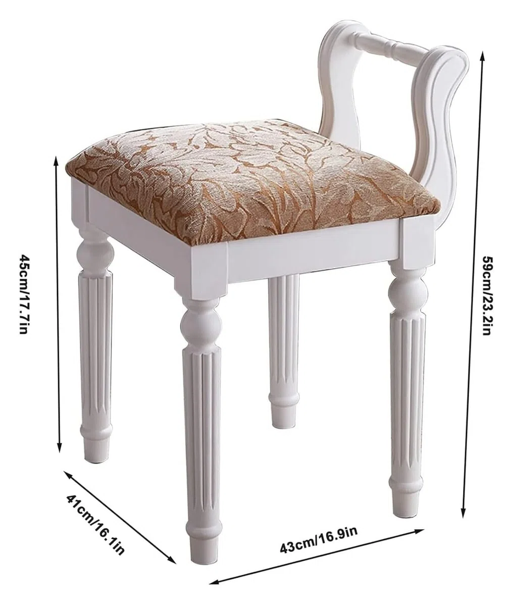 Pianobank, Klavierbank, Klavierhocker, Schminkstuhl Klavierhocker Massivholz Make-up-Hocker Rückenlehne Schreibtischhocker Make-up-Stuhl(White (A))