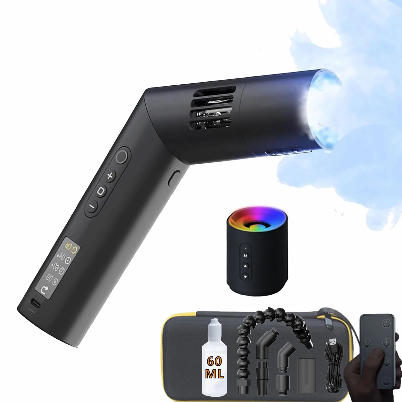 COLBOR CF5 Mini Nebelmaschine Mini-Tragbare Nebelmaschine mit Flüssigkeit, Kabelloser Fernbedienung, 40W RGB LED,Kann für Fotografie, Hochzeiten-Rauch,Party,DJ Halloween (schwarz)