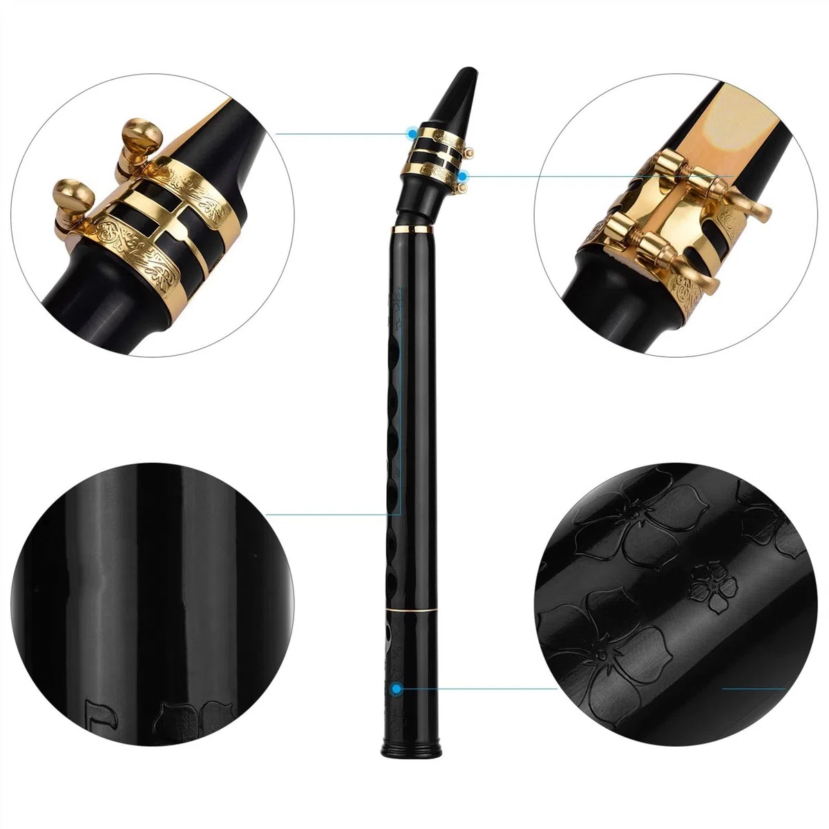 Pocket Sax Mini Tragbares Saxophon mit Tragetasche Windinstrument Schwarz