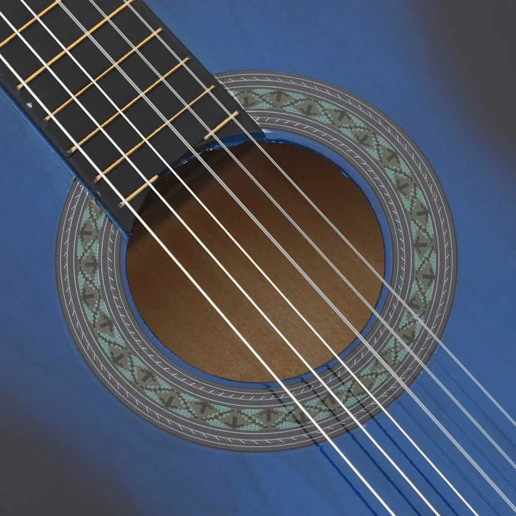 vidaXL Lindenholz Klassikgitarre für Anfänger Klassisch Gitarre Konzertgitarre Saiteninstrument Musikinstrument Akustikgitarre Blau 4/4 39"