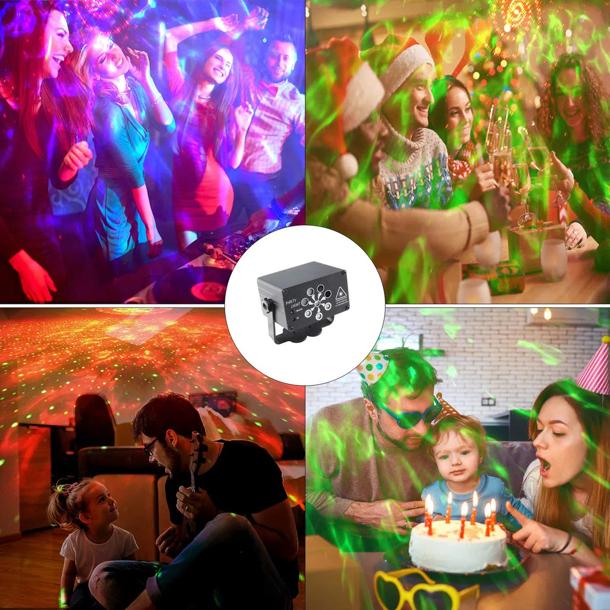 Discolicht Partylicht,Katomi Mini Party Deko licht,mit 2M USB-Stromkabel,240 Verschiedene Muster,Musikgesteuert Stroboskop mit Fernbedienung für Kindergeburtstag,Familientreffen,Weihnachtsfeier