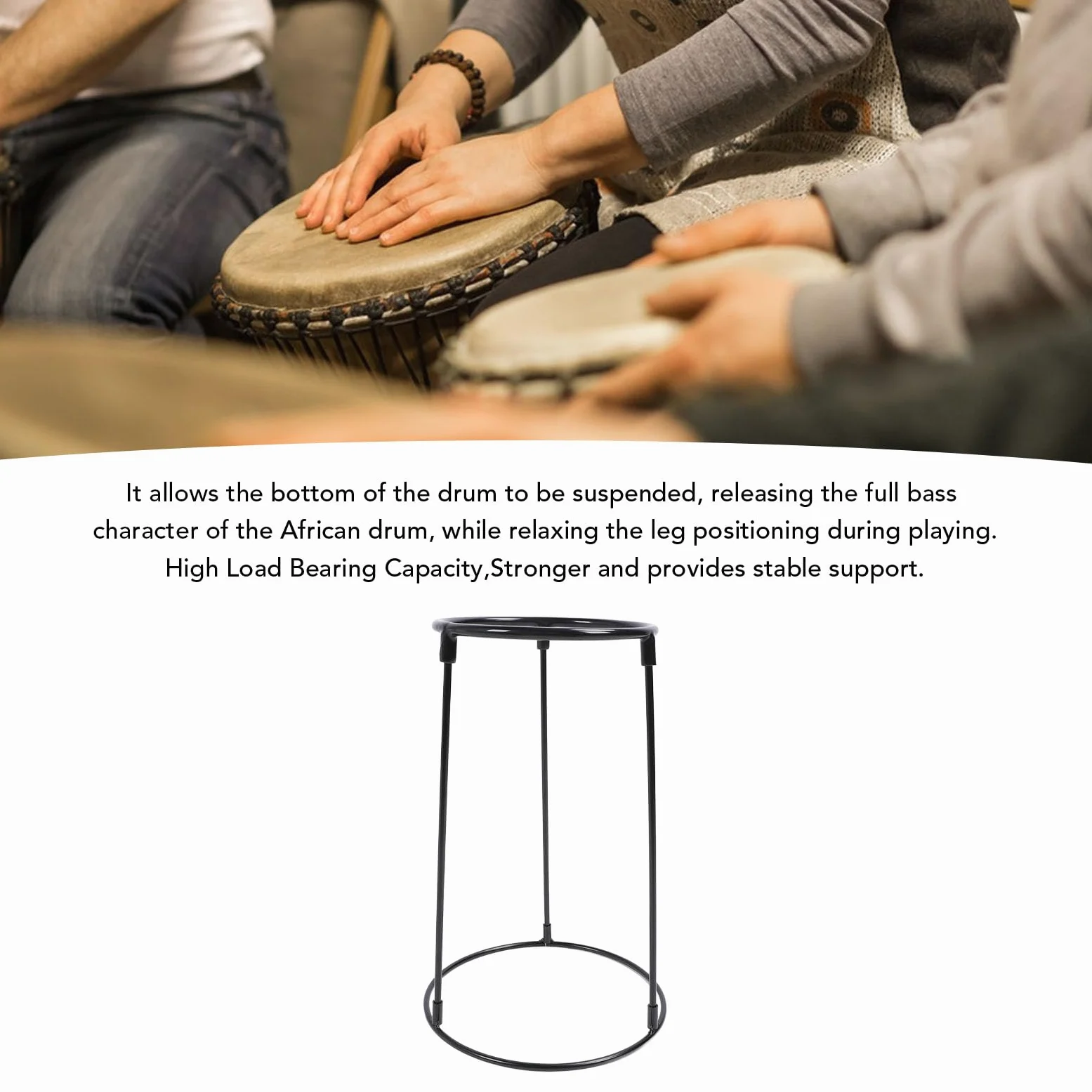 Djembe-Ständer aus Karbonstahl, Passend für Alle Schwierigkeitsgrade. Doppelstrebige Stativbeine für Einen Tiefen, Resonanten Klang