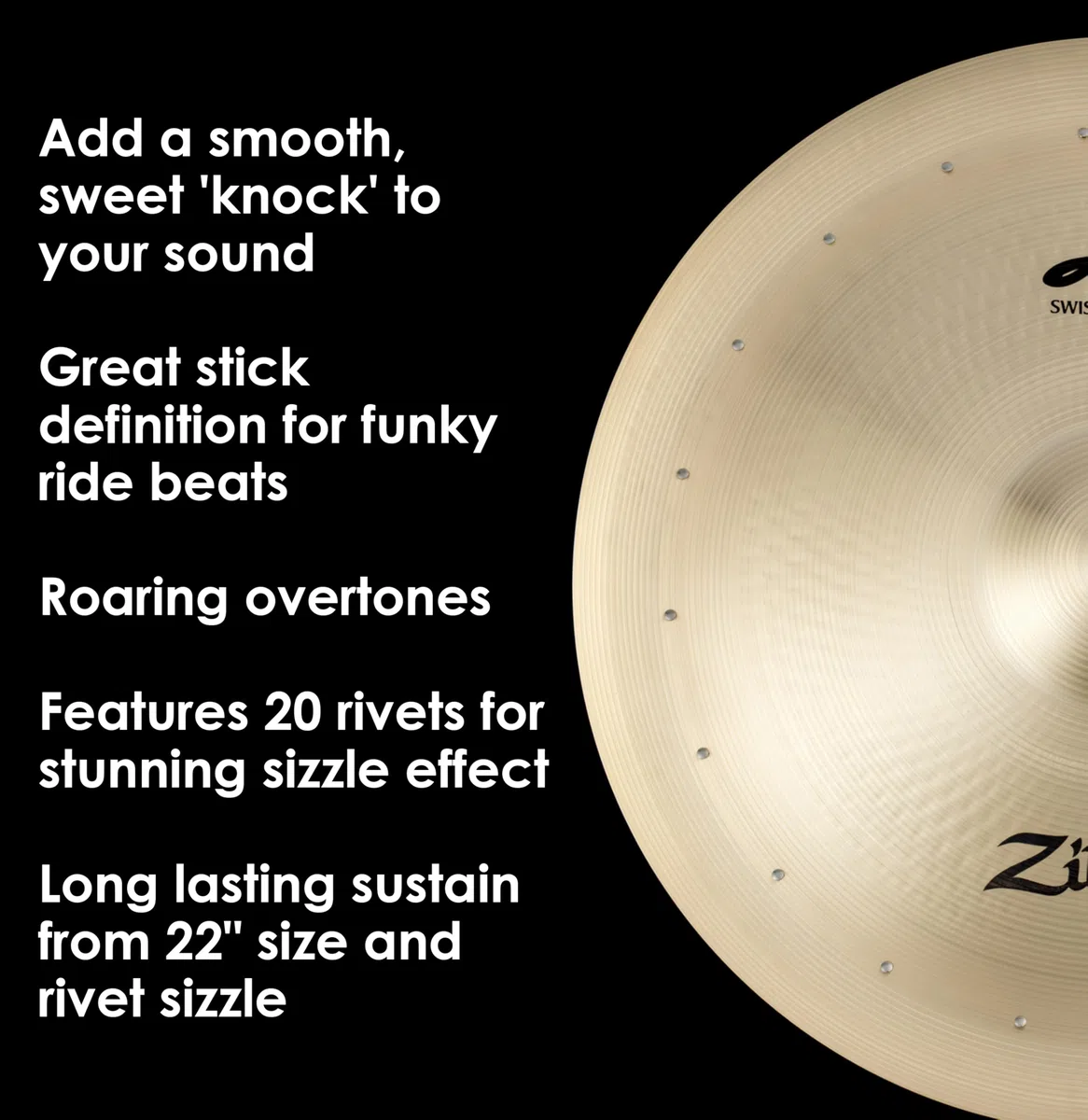 Zildjian A Zildjian Series - 22" Swish Knocker Cymbal with 20 Rivets