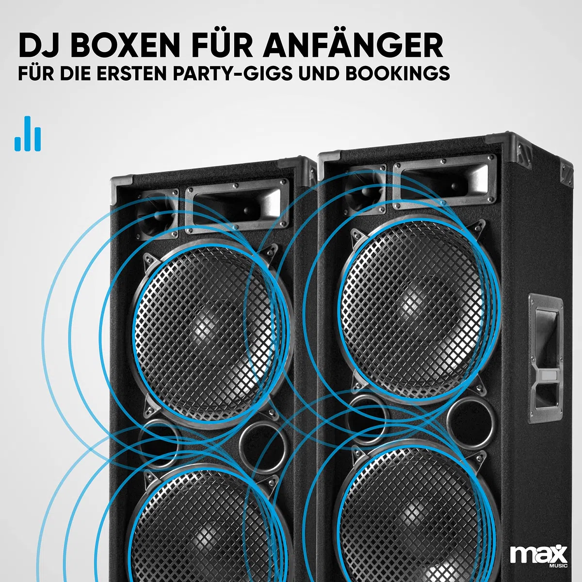 MAX212 - DJ Starter Kit - DJ Boxen Set 2800 Watt inklusive DJ Mixer, Verstärker mit Bluetooth, MP3, USB, MAX212 Bundle 2 Lautsprecher mit Verstärker, PA-Anlage Komplett Set