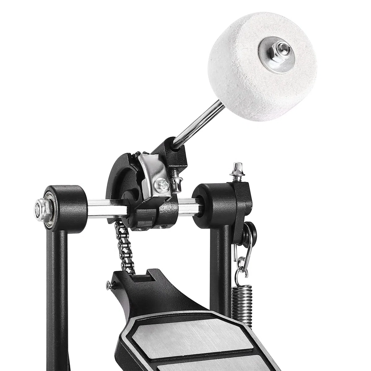 Facmogu Single Kick Bass Drum Pedal, Kick Drum Pedal mit Classic Felt Beater Stick & Key für Foot Percussion Set Instrument, Single-Chain Heavy-duty für Anfänger & Pro Drummers