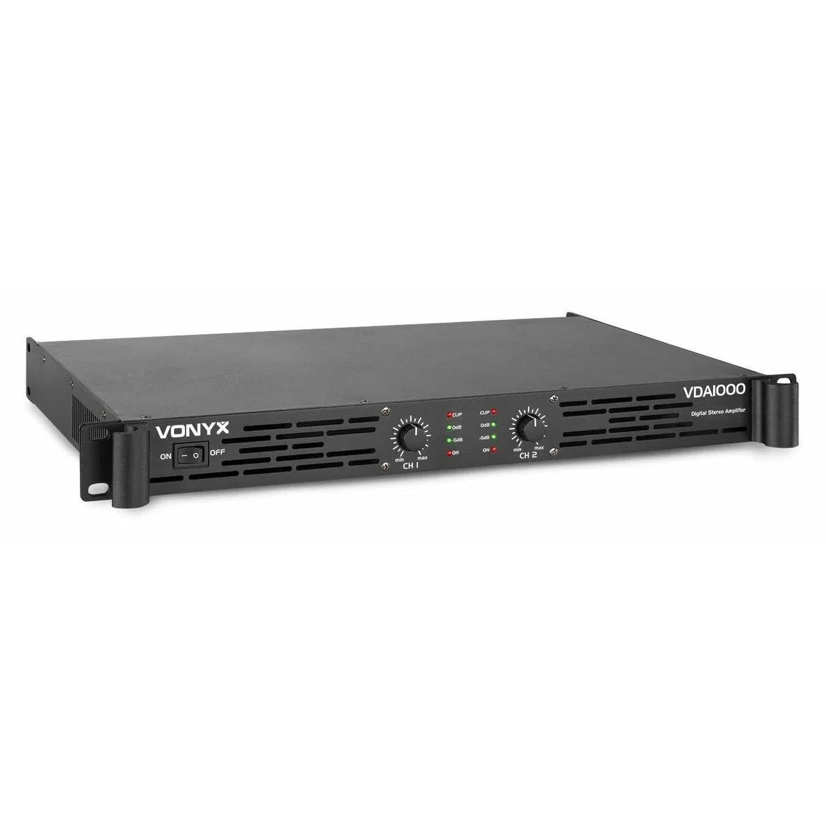 Vonyx VDA1000 PA Verstärker Endstufe 1000 Watt, mit 3-Band-Equalizer, 2 Kanal DMX Kombi Input, Speak-On Output, ideal für DJ Boxen, Clubs, Bars und Gastronomie, Schwarz