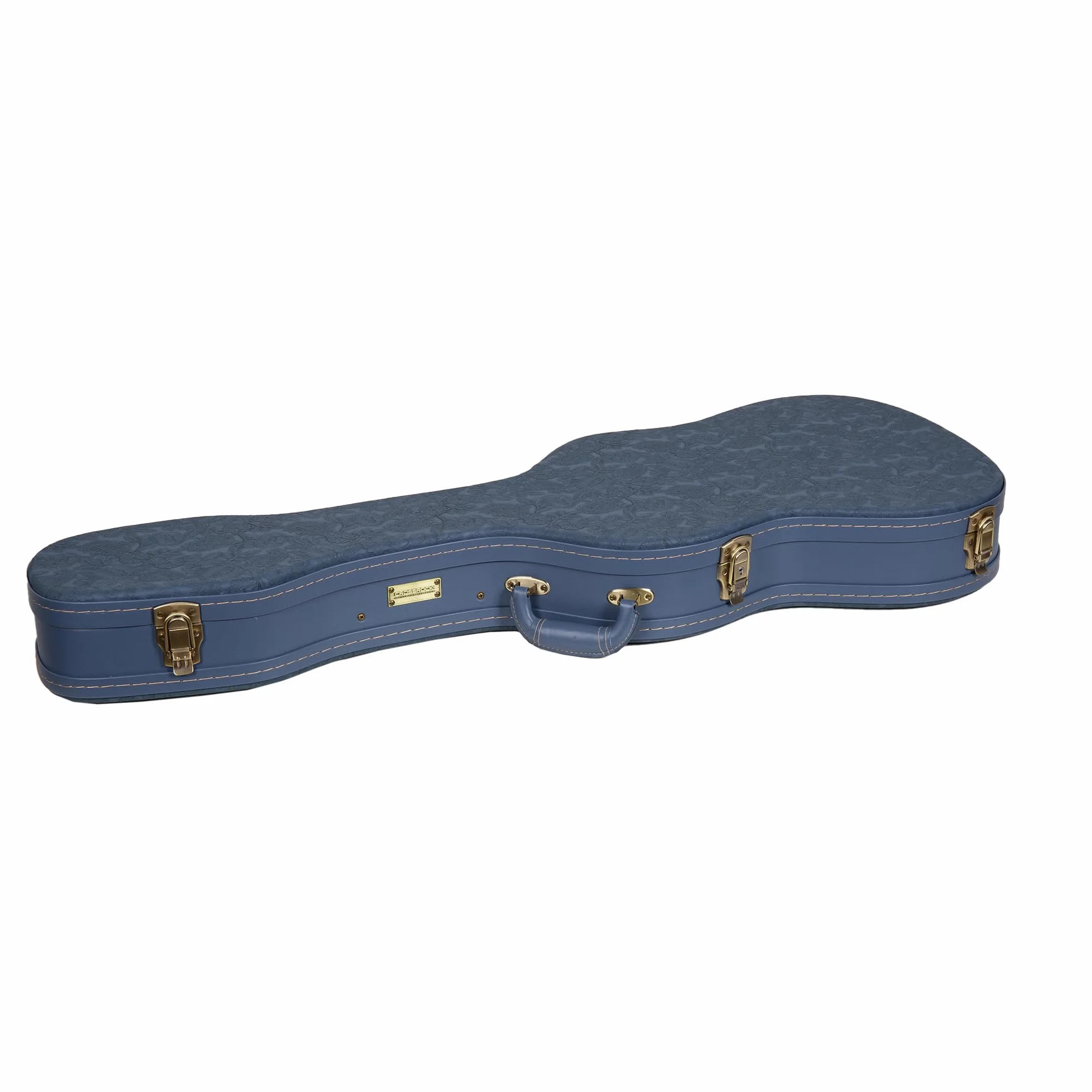 Crossrock Relief Series-Holzkoffer für Telecaster- und Stratocaster-Modelle, mit stark strukturierter Oberfläche, Kunstfell in Nerzoptik, Edelstahlverschlüssen – Rauchblau (CRW630STSB)