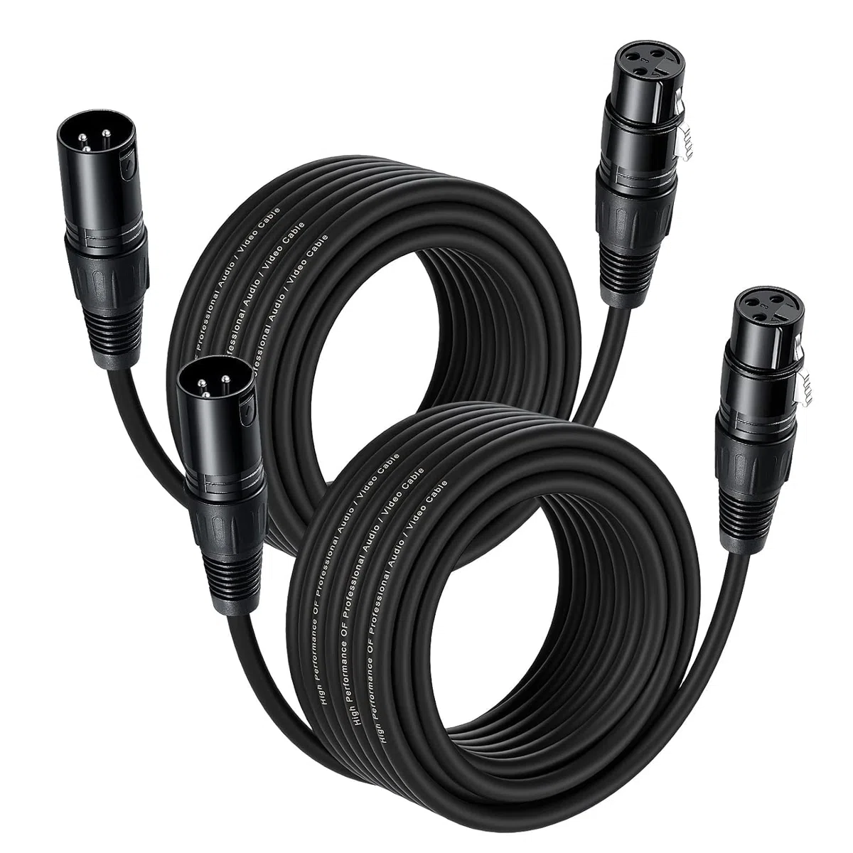 10M XLR Cable, 2 Pack 33ft Balanced Microphone Extension Cable - XLR Male to Female Jack Extender Cord for Studio Recorder, Mic, Mixer, Speaker System, Phantom Power