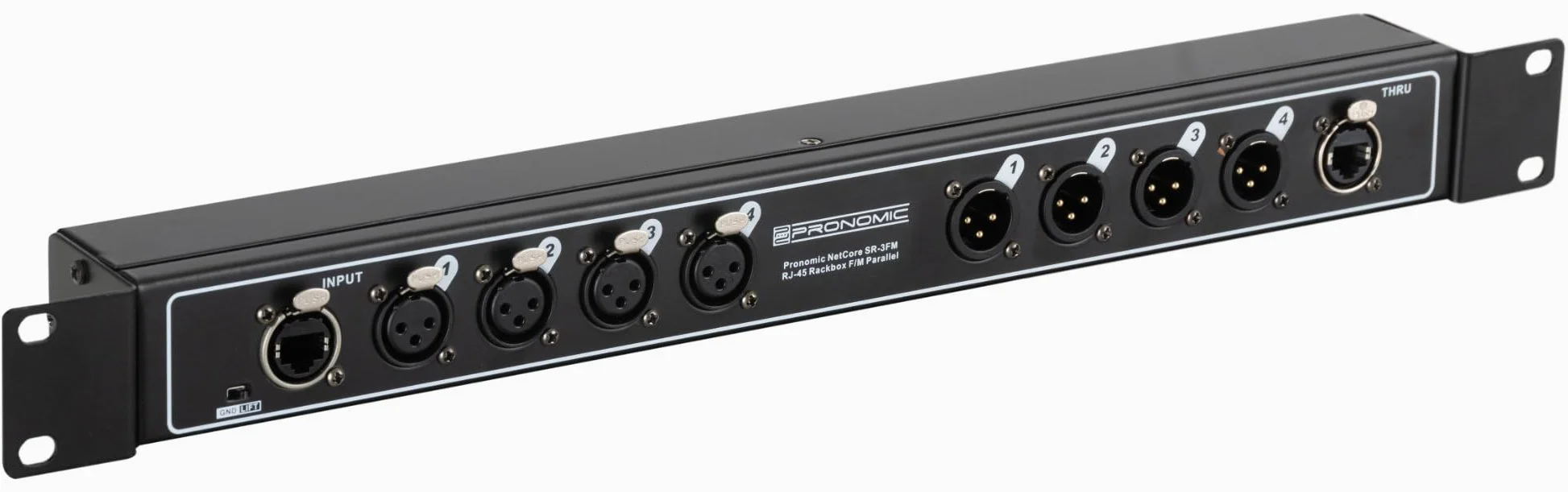 Pronomic NetCore SR-3FM Multicore-Rackbox F/M Parallel - Rackeinheit mit 4 XLR-Buchsen (female), 4 XLR-Buchsen (male) und 2x RJ45 Buchse - zur Übertragung analoger oder digitaler Signale