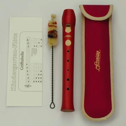 Flöte Kindergarten pastell Rot inkl. Wischer Grifftabelle