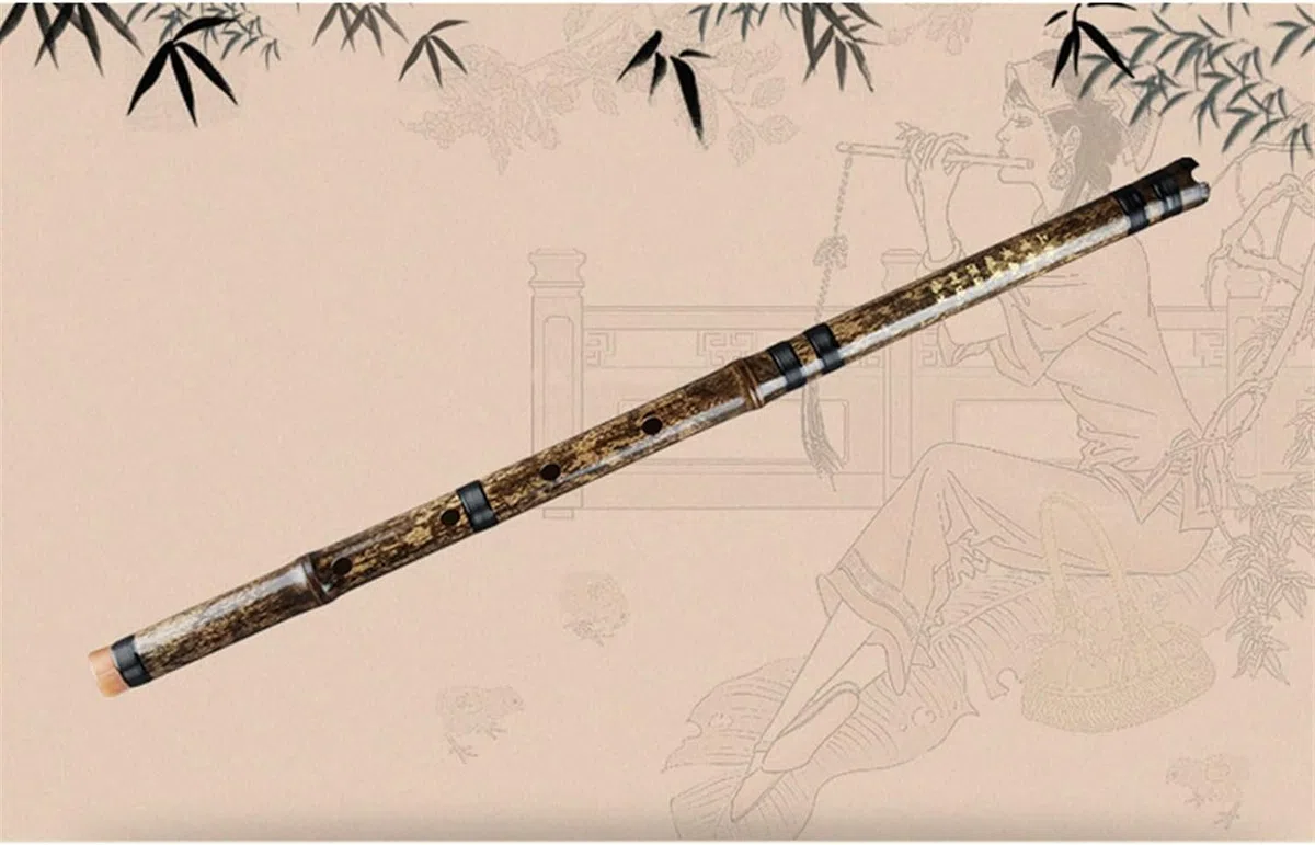 Shakuhachi 54 cm vertikale Flöte D-Key Shakuhachi 5 Löcher Bambusflöte Holzblasinstrument Bambusflöte für Anfänger