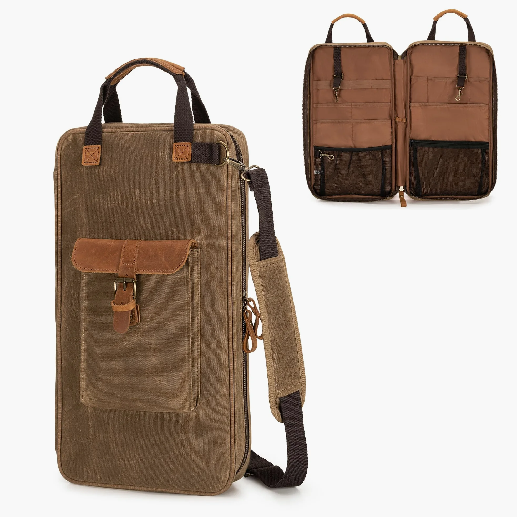 Damero Trommelstocktasche aus gewachstem Canvas, Mallet Aufbewahrungstasche mit Griff und abnehmbarem Schulterriemen, Stocktasche für Schlagzeuger, Anfänger Bands Drummer, Gigs