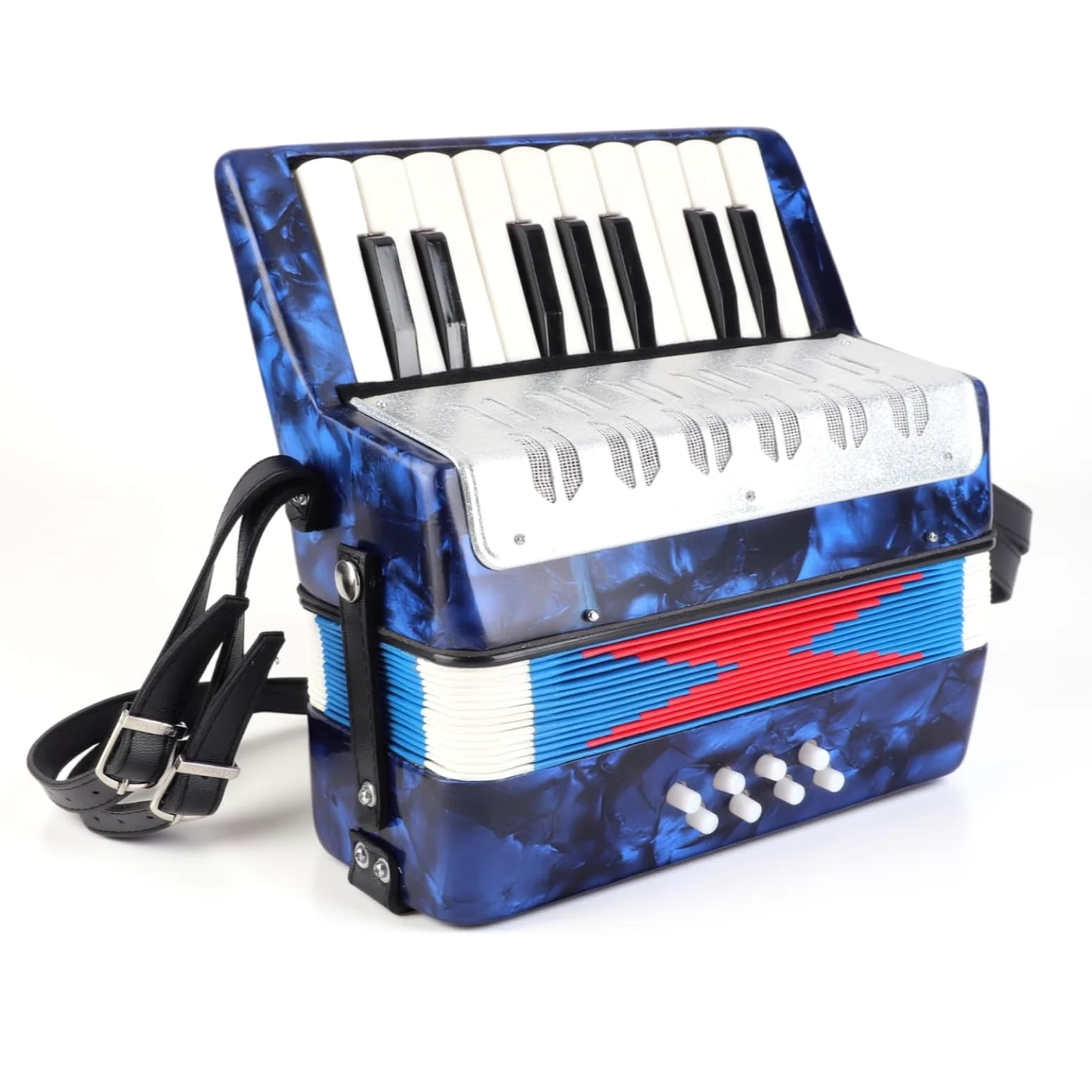 Piano Accordion 17 Key 8 Bass Beginner Handheld Musical Instrument for Kids Children Students Beginners Learning Teaching Music Education