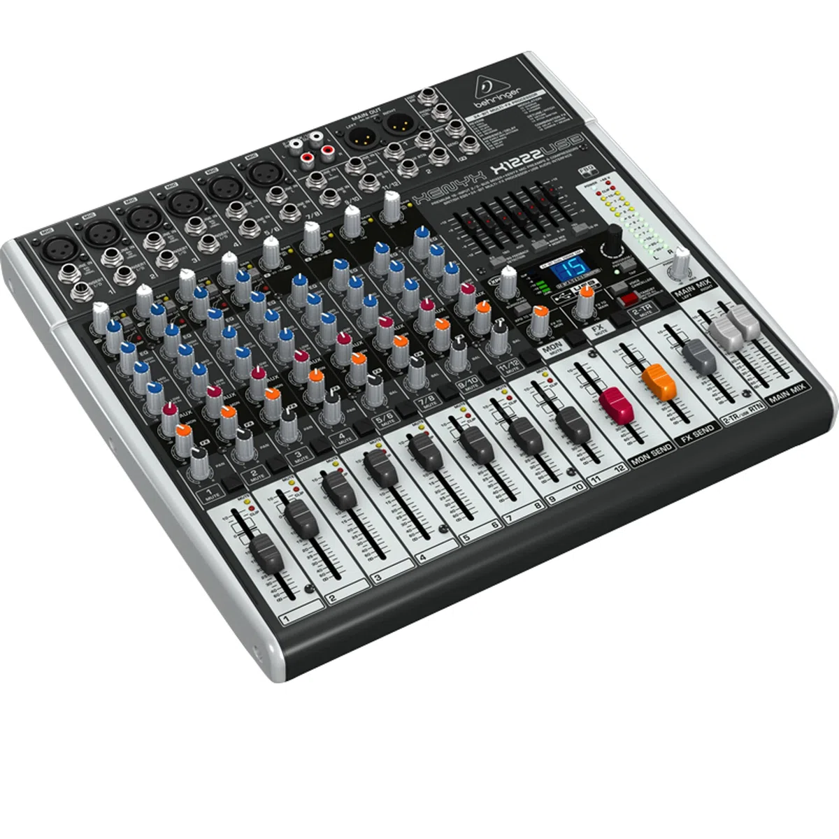 Behringer XENYX X1222USB Premium 16-Input 2/2-Bus Mixer mit XENYX Mic Preamps und Compressors, British EQ, 24-Bit Multi-FX Processor und USB/Audio Interface