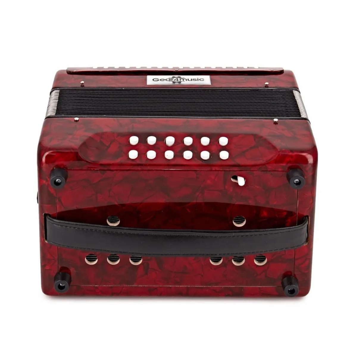 Gear4music Diatonisches Knopfakkordeon 12 Bass mit Hartschalenkoffer