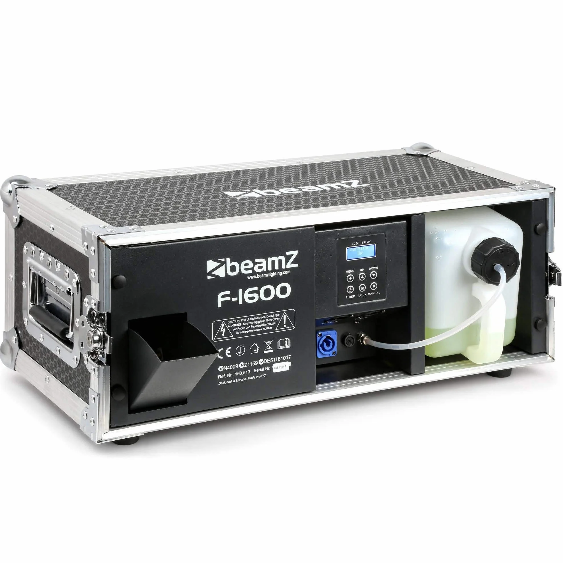BeamZ F1600 Pro Fazer Nebelmaschine 1600W im Flightcase – Profi Hazer/Rauchmaschine mit DMX & Display – Fog Machine für Party, Hochzeit, Bühne & Halloween – 350m³/min