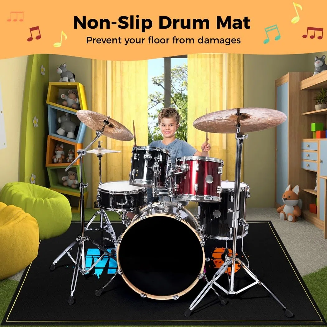 Schlagzeugteppich, Schlagzeugmatte, Elektrischer Schlagzeugteppich, Schalldichte Teppichpolster, Schlagzeugzubehör für E-Drums, Jazz-Drum-Set, Geschenk für Schlagzeuger, Schlagzeugzubehör,47"x63"