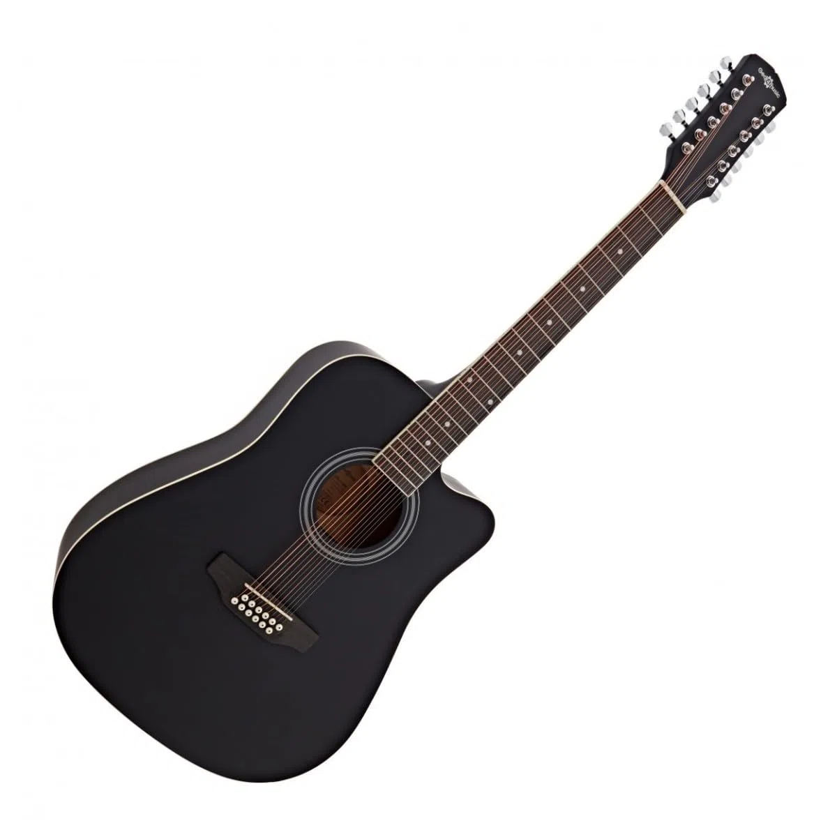 Dreadnought 12-saitige Akustikgitarre von Gear4music schwarz