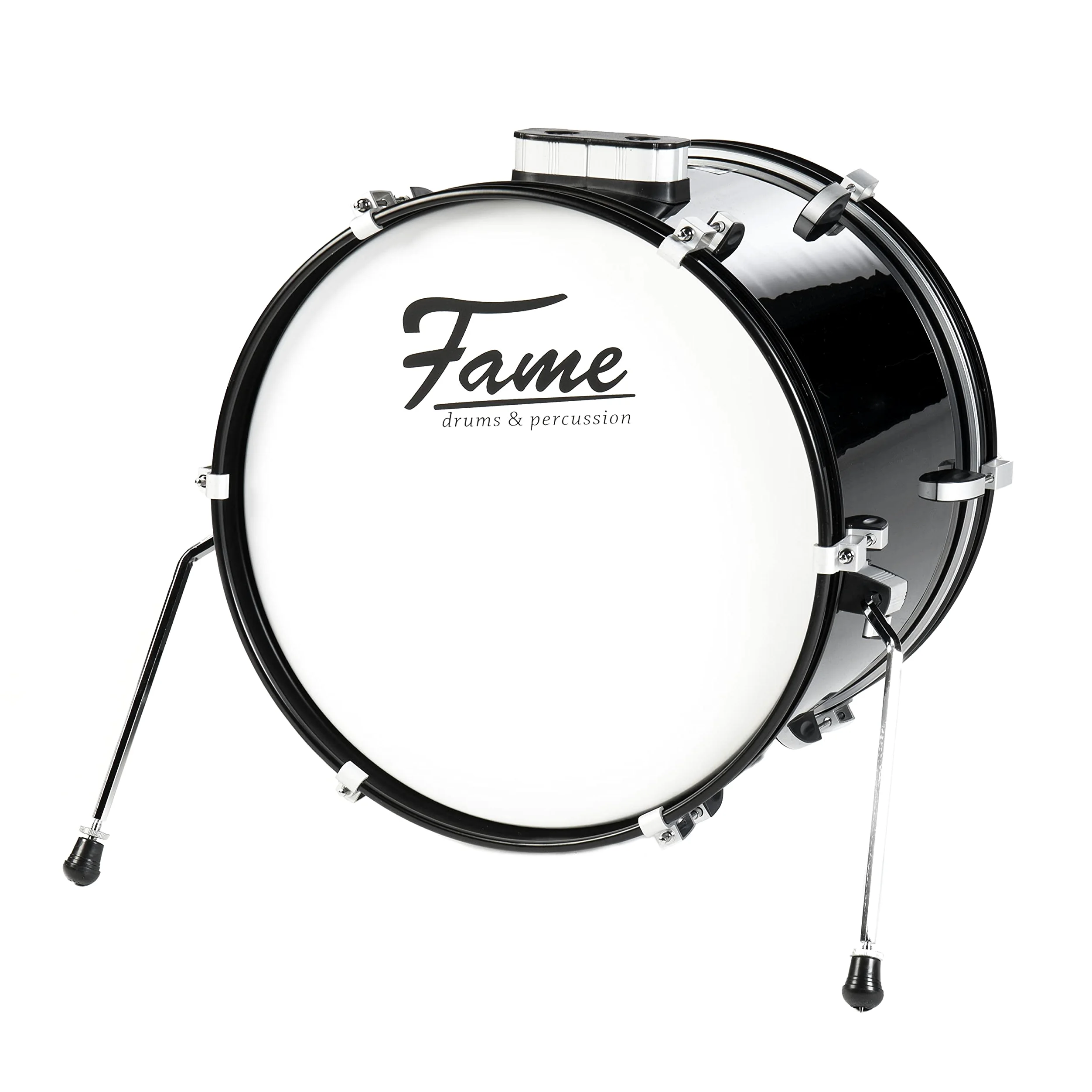 Fame First Step Bass Drum 18"x14", Piano Black, Mischholz Kessel, Aluminium Hardware, Vorgedämpftes Fell, Robuster Stahlspannreifen, Ideal für Schlagzeug Anfänger"