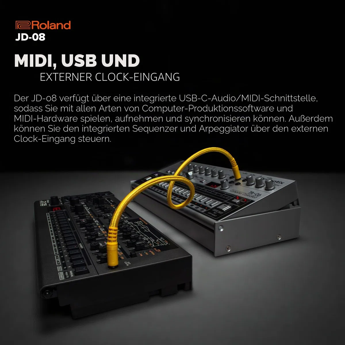 Roland JD-08 Soundmodul Boutique-Synthesizer – Kompakte, moderne Nachbildung des legendären Roland JD-800 aus den 90er Jahren mit neuen Effekten, polyphonem Sequencer und mehr – Leicht, mobil