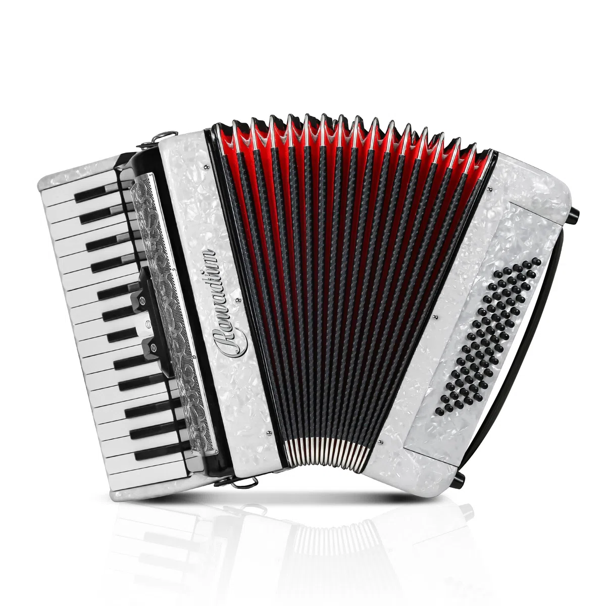 Akkordeon - 30 Tasten 60 Bass Professionelles Keyboard mit Rucksack & Gurt, ideal für Anfänger, Erwachsene, Studenten & Musikliebhaber (Weiß)
