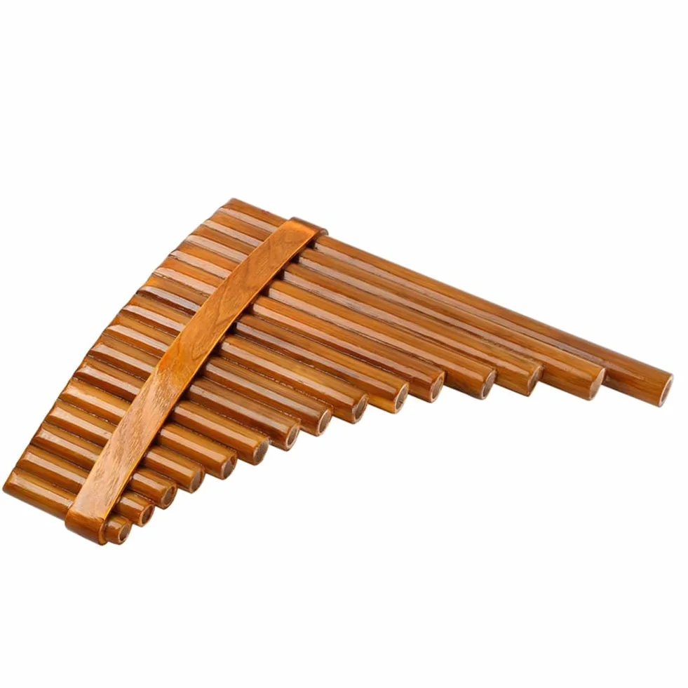 Natürliche Bambusflöte, Panflöten-Blasinstrument, Handgefertigte Panflöte, 15 Töne in G-Dur, Modell für Linkshänder, Einfache Installation, Einfach zu Bedienen