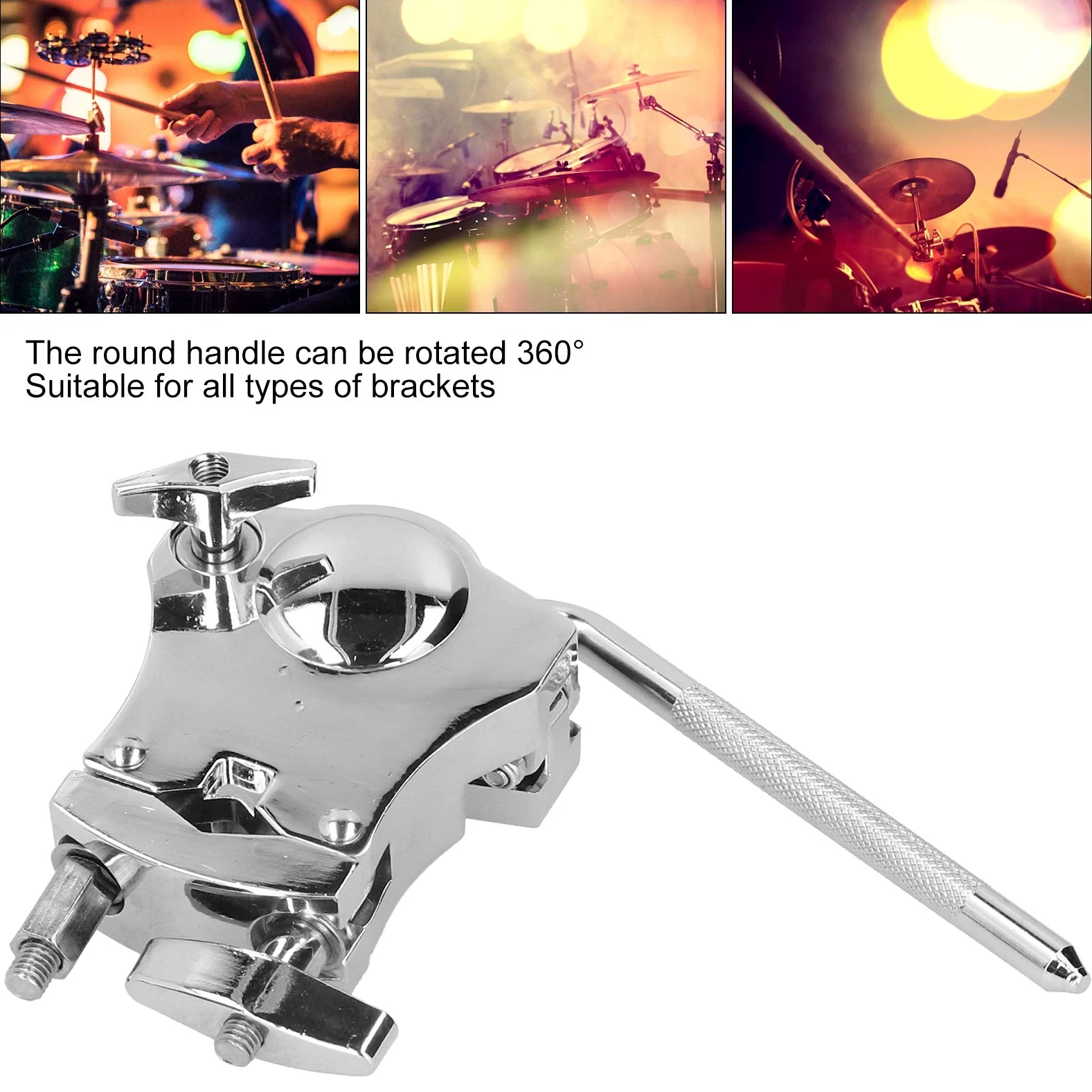 Verstellbare Klemme, Trommelzubehör aus Zinklegierung, Erweiterungstrommel, Kuhglocke, Halterung, Stangenklemme für Tom Drum Set