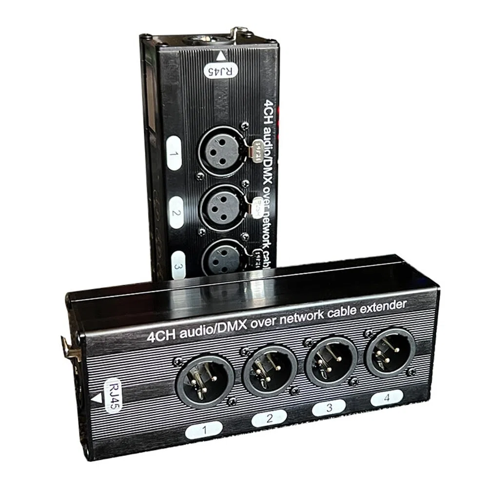1 Paar 4-Kanal 3-Poliger XLR-Audio-RJ45-Ethernet-Extender-Netzwerkkabel-Extender DMX512-Netzwerksignal-Extender Stecker + Buchse