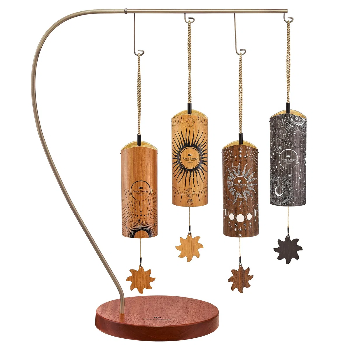 Sonic Energy Cosmic Bamboo Chime Stand – Stilvoller Halter für 4 Klangspiel Instrumente – 47,3 x 58,5 cm – Aus Ki Bawang Holz und Stahl (CBCS4)