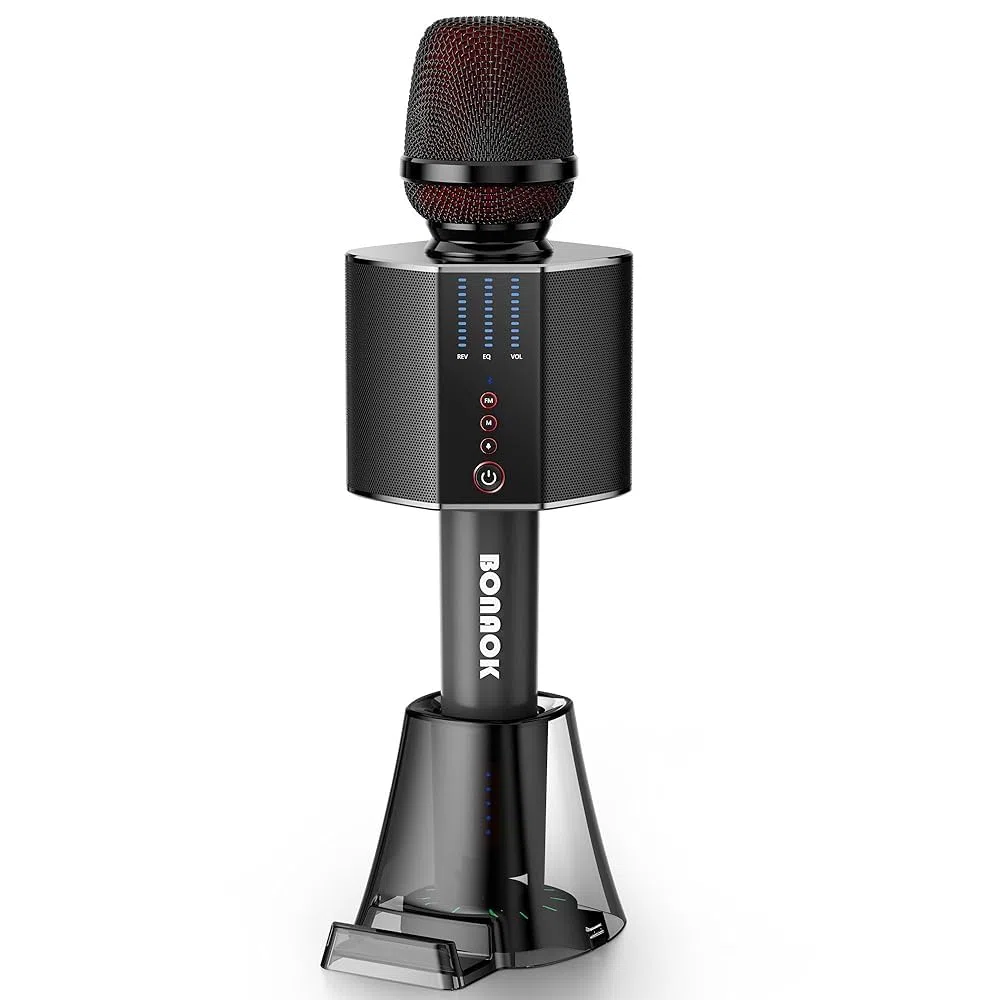 BONAOK Karaoke Mikrofon Erwachsene, Tragbares Kabelloses Bluetooth Karaoke Mikrofon System für Partys im Auto zu Hause im Freien, Karaoke Maschine für PC/All Smartphones G50 Schwarz