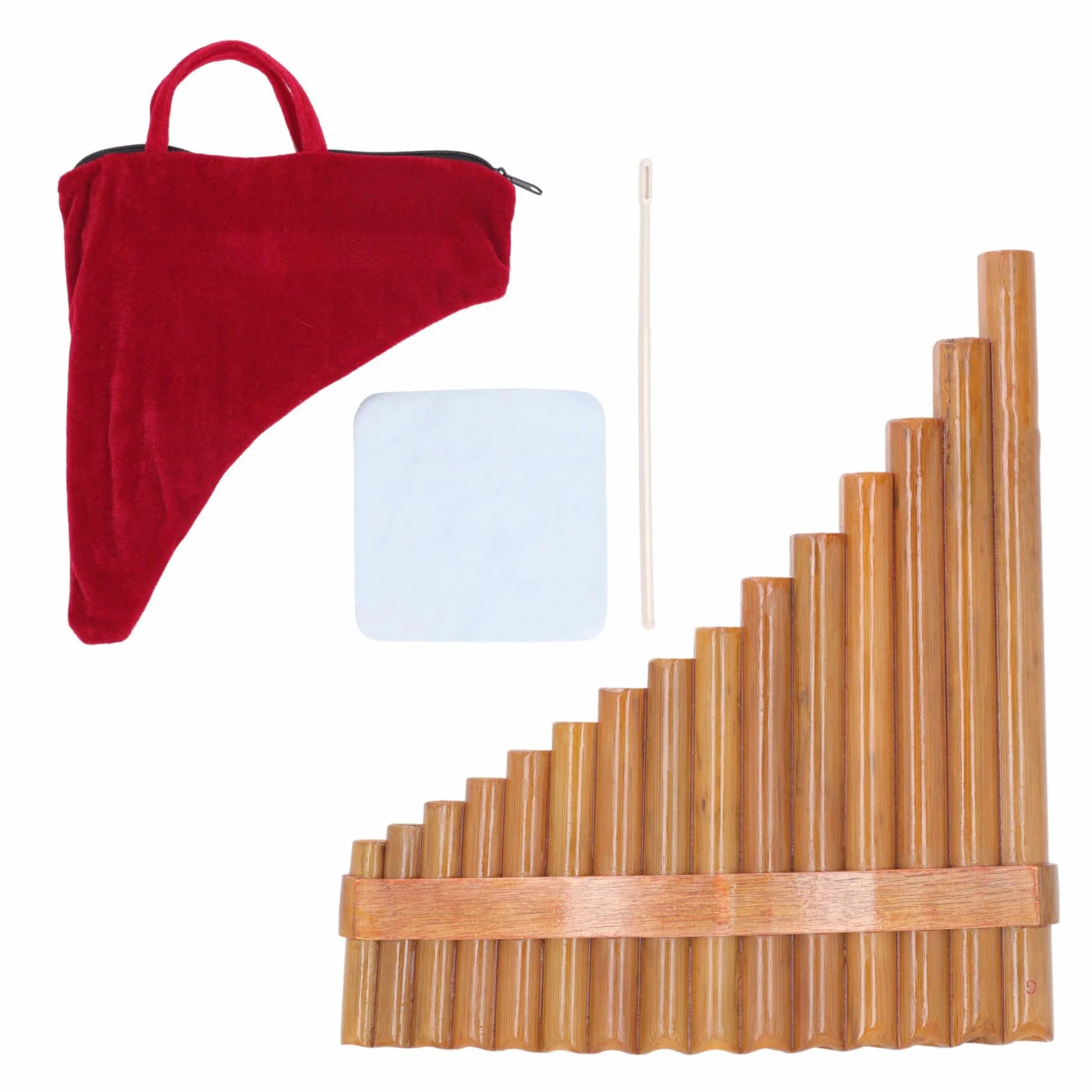 Panflöte 15 Pfeifen Tonart G Traditionelles Chinesisches Instrument mit Benutzerhandbuch Tragetasche