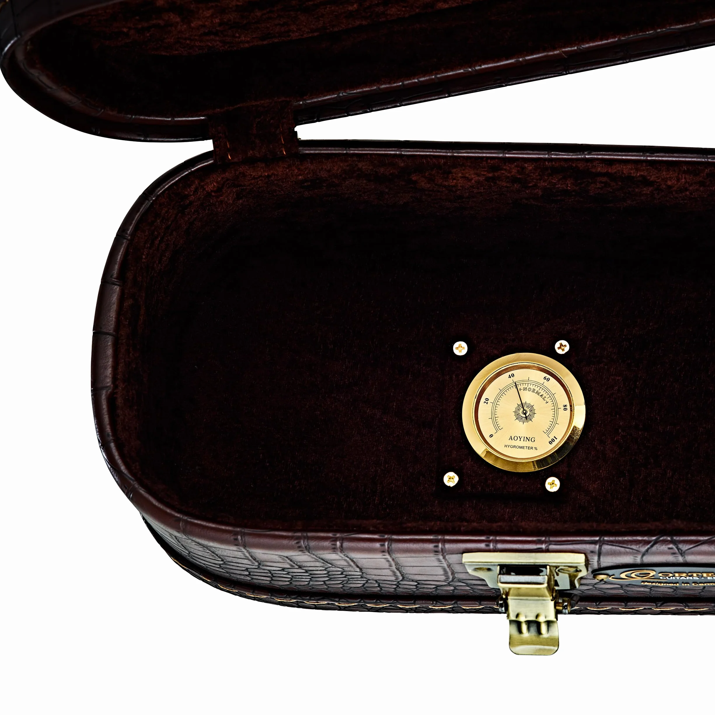 Ortega Guitars Pro Guitar Hardcase - Tasche für Klassische Gitarre - Kroko Optik - Höhe 103 cm - Vinyl, Braun (OCCPRO)