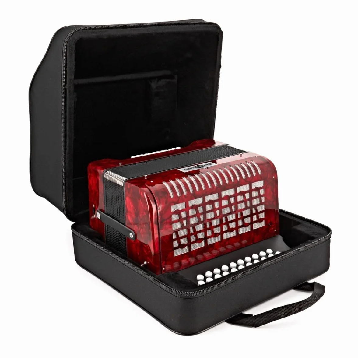 Gear4music Diatonisches Knopfakkordeon 12 Bass mit Hartschalenkoffer