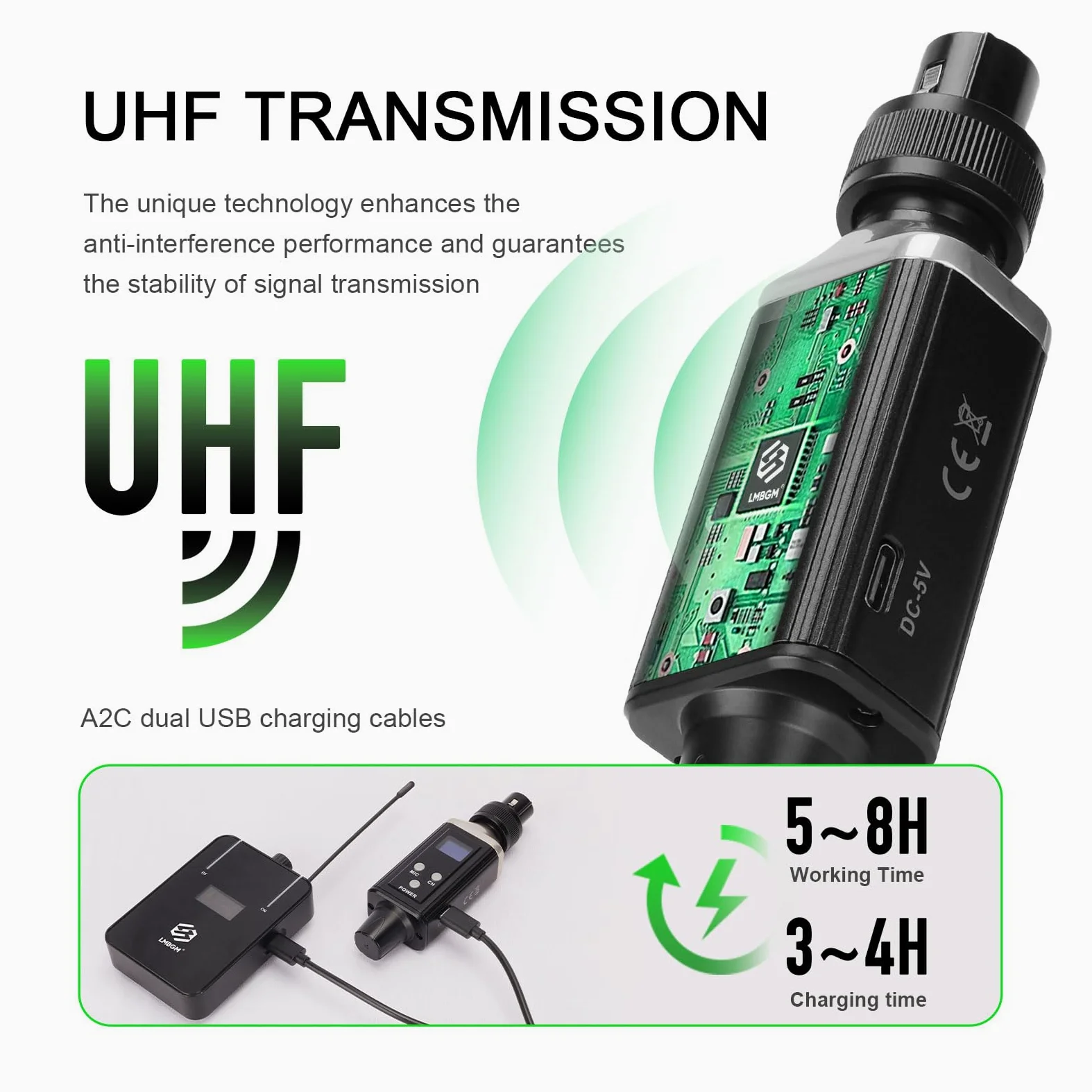 AR9 UHF Mono Wireless In Ear Monitor System Transmitter & Beltpack Receiver for Studio, Band Rehearsal & Live Performance (AR9 Pro-1)