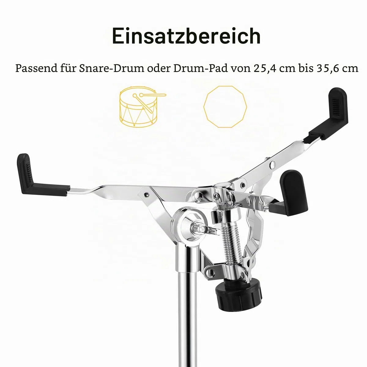 Donner Snare Ständer Höhenverstellbar 46-65cm doppelstrebig Snare Drum Stand mit Drumstick Tasche