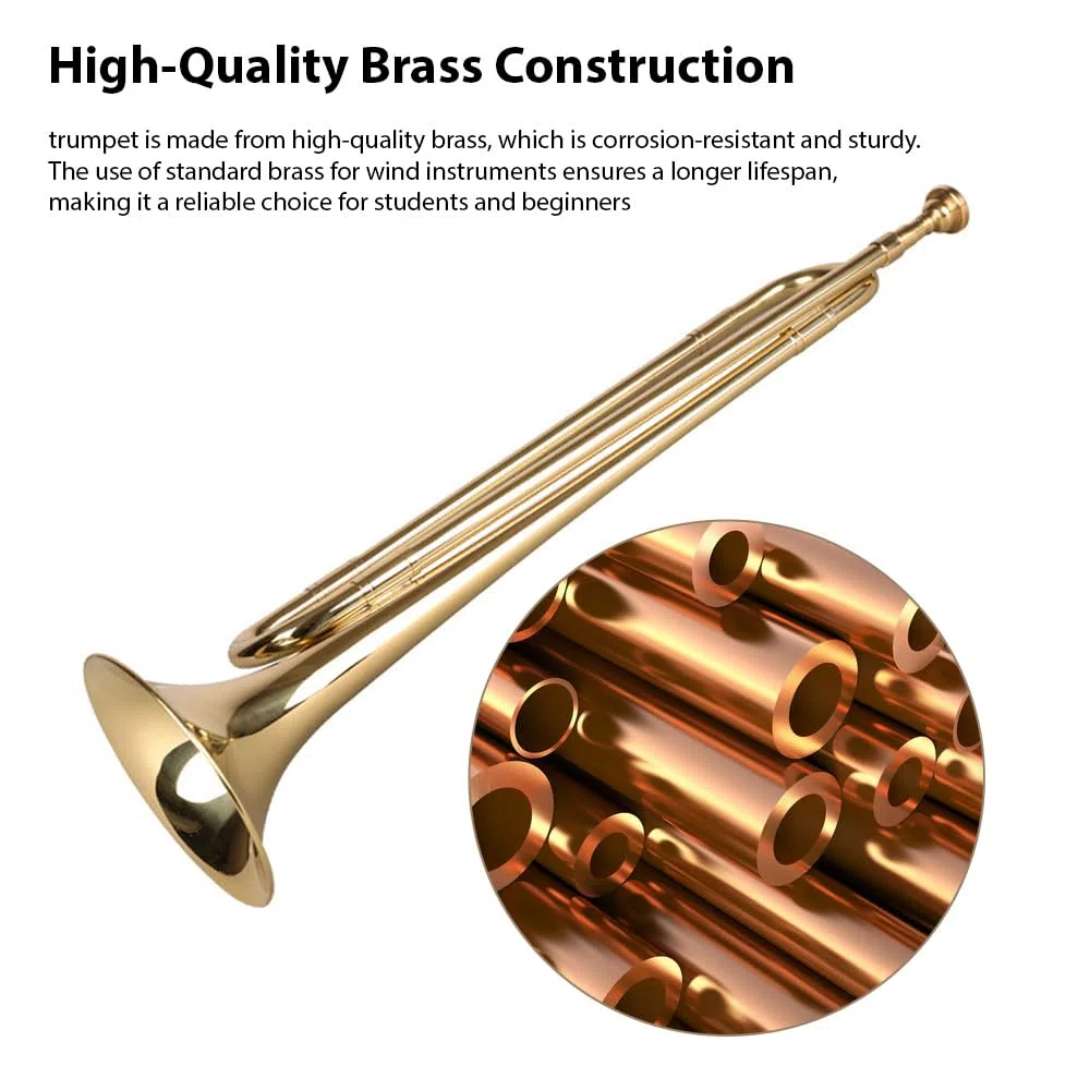 Btuty Trompete, Messingmaterial mit Ausguss, für Schulband/Militär-Orchester, für Anfänger/Studenten/Berufstätige, Militär-Signalhorn-Trompete, Kavallerie Trompete Instrument Bugle Horn