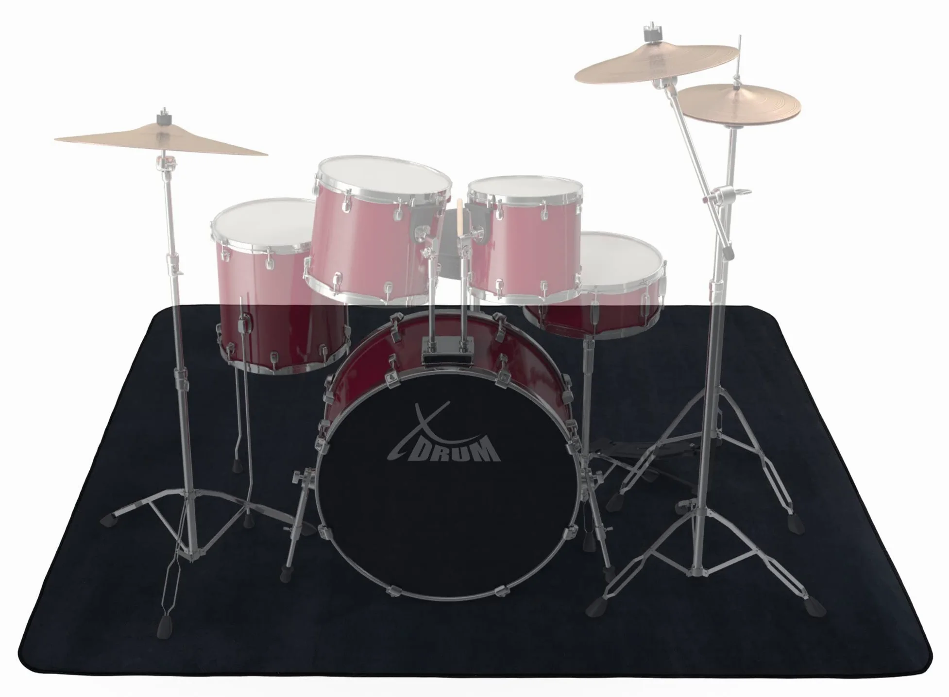 Stagecaptain DTB-1620 BK Drum Teppich Schwarz - Mittelgroßer Schlagzeugteppich - 160 x 200 cm - Dicht gewebte Oberfläche - rutschfeste Unterseite - Mit Klettband - Transporttasche - Schwarz