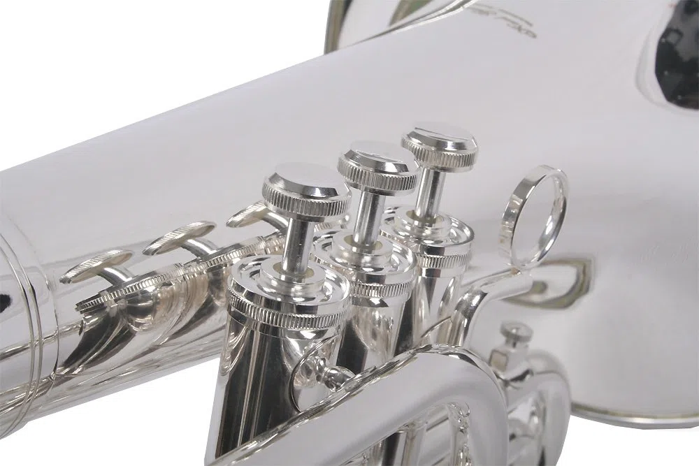 Marching Bariton in B, Basstrompete, versilbert, Edelstahl Ventile