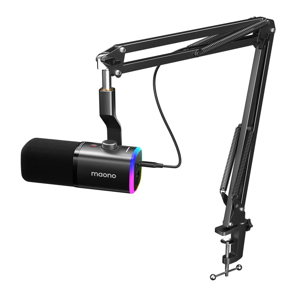 MAONO XLR-USB Streaming Mikrofon mit Arm: Dynamisches Mikrofon mit Software, Stummschalttaste, Gain-Regler, für Podcast, PC Gaming, Aufnahme, YouTube-Inhaltserstellung, Chat, PS4-5 Mac Mixer (PD100XS)