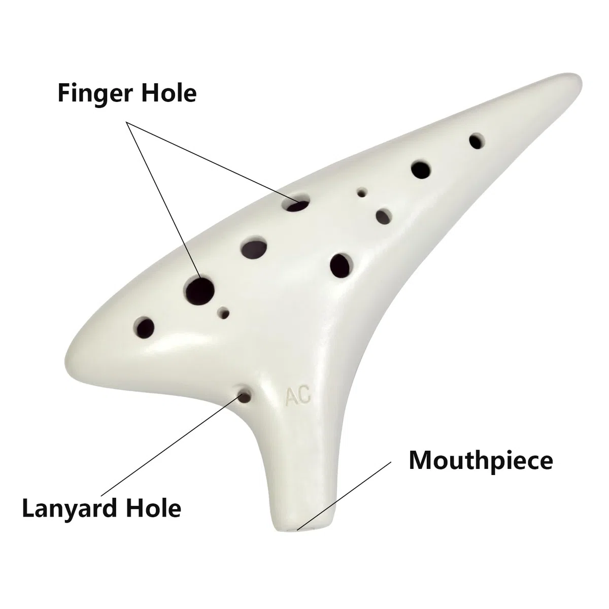 Alt-C-Schlüssel Weiß – Ocarina Professional Master Tuning 12-Loch Keramik Piccolo weißes Aussehen ist schöner, kommt mit Grifftabelle, Umhängeband und Aufbewahrungsbox