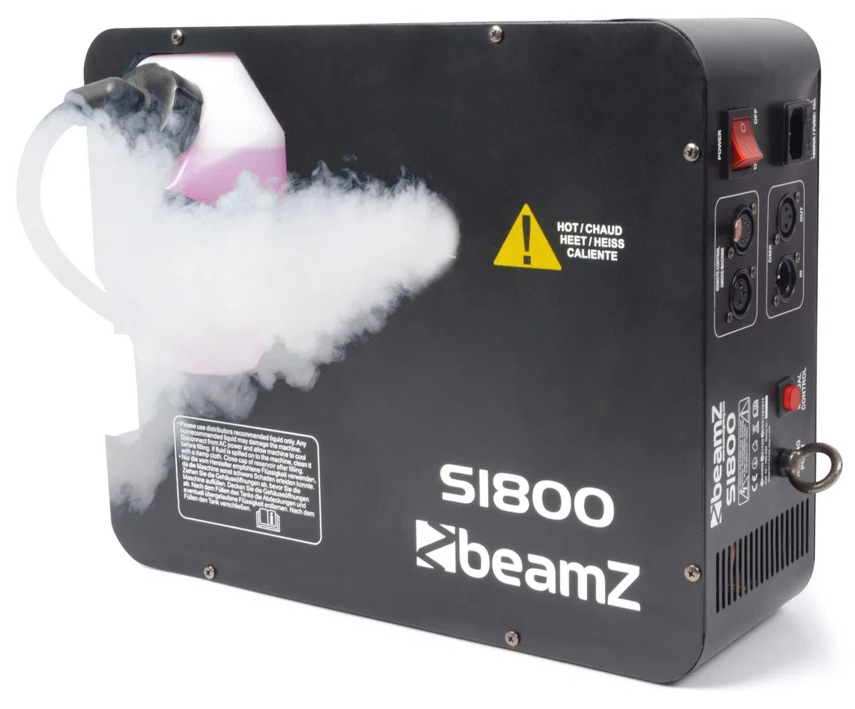 BeamZ S1800 DMX Nebelmaschine 2in1 - Vertikal & Horizontal mit 5 Liter Nebelfluid, 1800 Watt Rauchmaschine, Party Nebel für professionelle Shows, Smoke Machine für Hochzeiten, DJs, und Partys