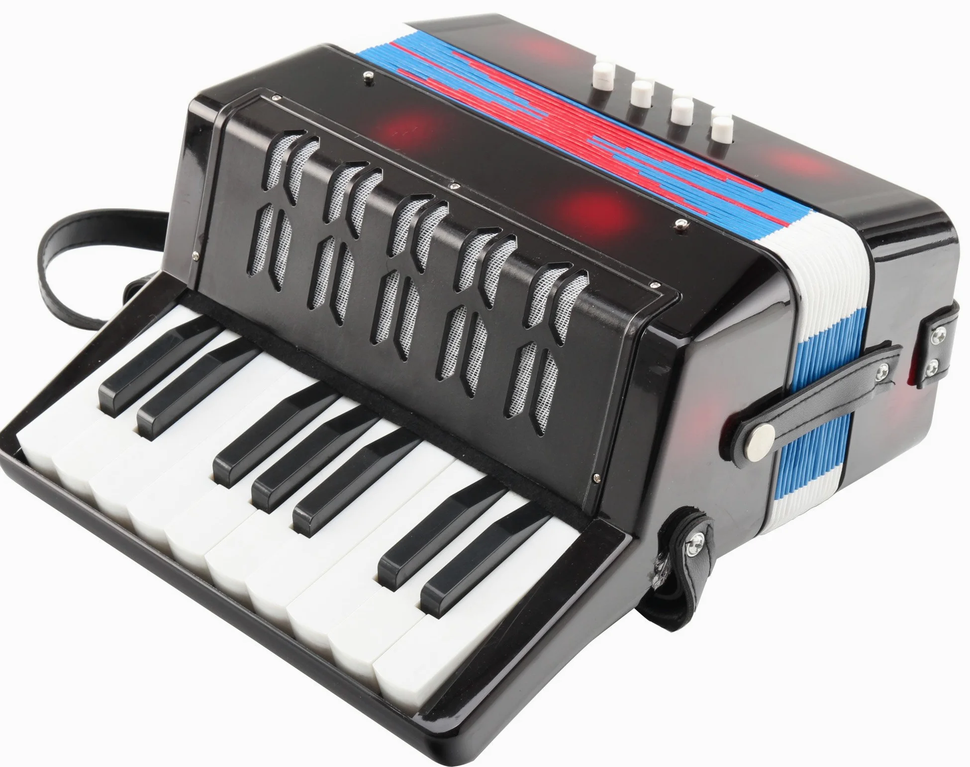 Classic Cantabile Bambino Nero Kinder Akkordeon, Schwarz (ab 3 Jahre, 17 Noten Tasten, 8 Bässe, einstellbare Schulter-Trageriemen)